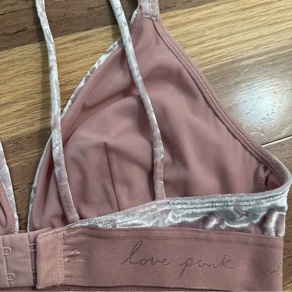 PINK Victoria’s Secret Velvet Triangle Bralette, Very Soft, Strappy, M - Picture 7 of 13